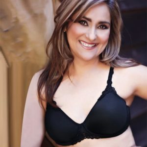 woman in black bra with lace details