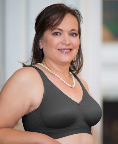 woman in black bra