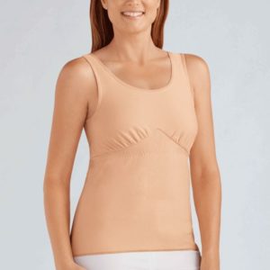 woman wearing nude tank top