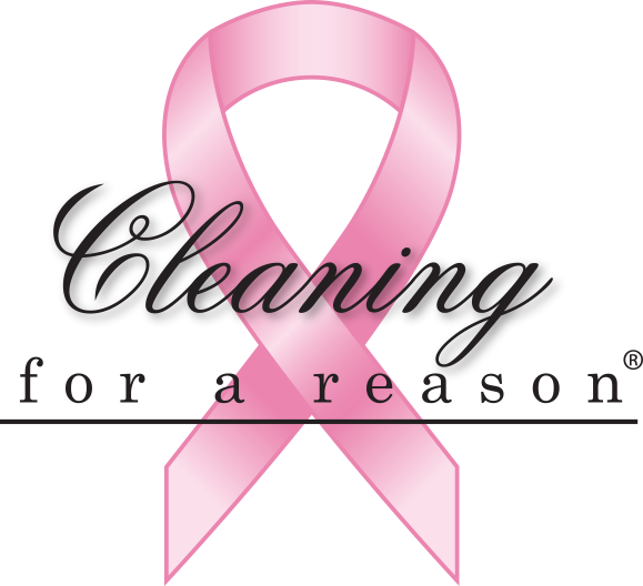 Cleaning for a reason logo pink ribbon