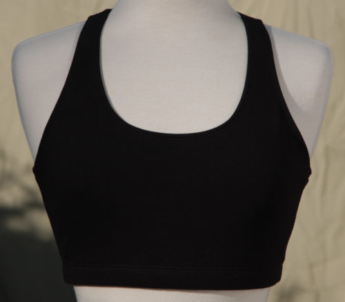 mannequin wearing black sports bra