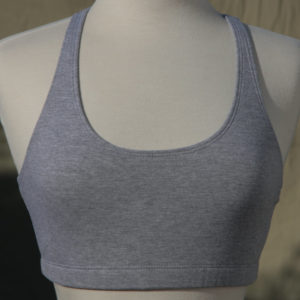 mannequin wearing grey sports bra