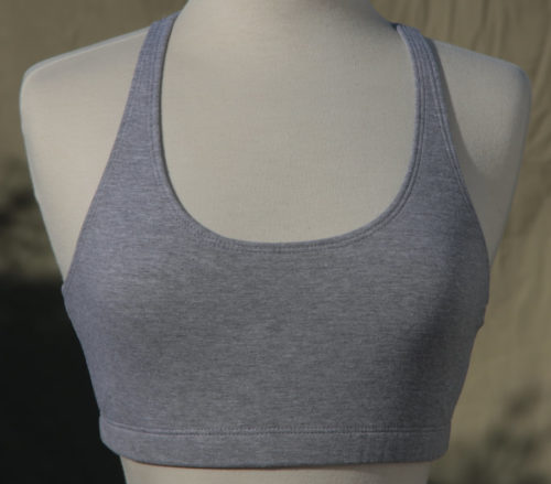 mannequin wearing grey sports bra