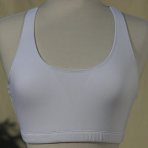 mannequin wearing white sports bra