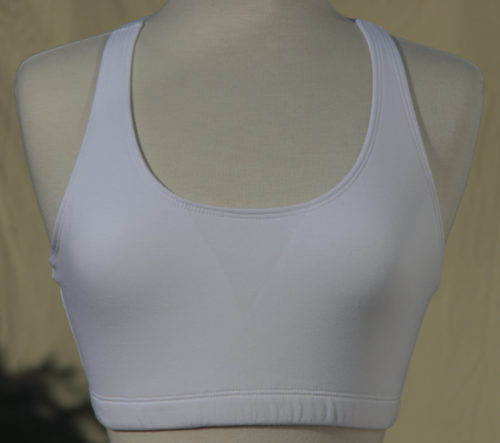 mannequin wearing white sports bra