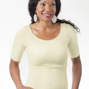 woman wearing ivory compression shirt