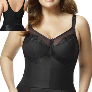 woman wearing black longline with softcup with sheer detail