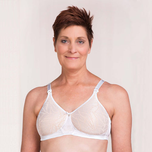 woman wearing white patterned bra