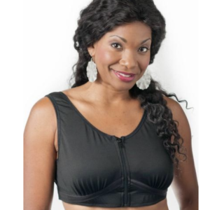 woman wearing black zip up bra