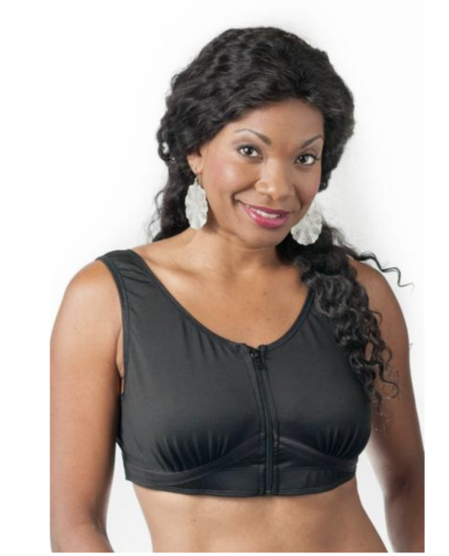 woman wearing black zip up bra