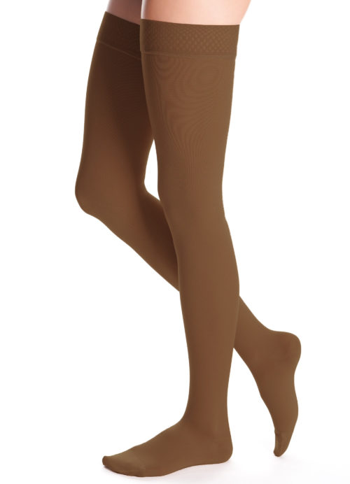 Brown compression stockings